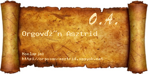 Orgován Asztrid névjegykártya